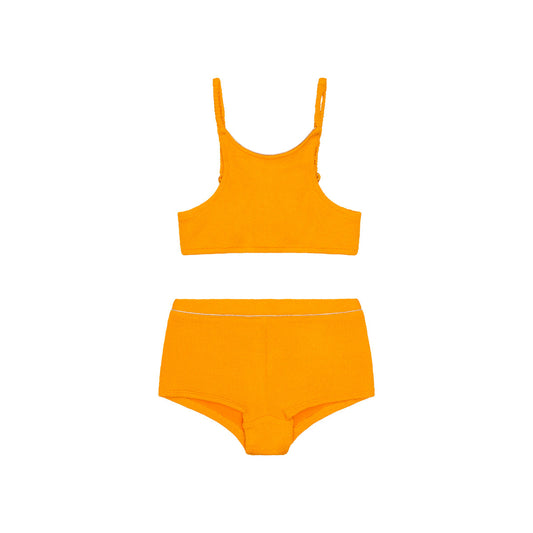 Maillot de bain deux pièces Angel shorty passepoil Or color abricot junior