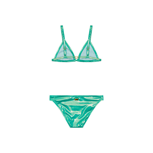 Maillot de bain deux pièces shiny Savane color green junior avec bijou