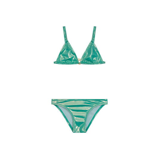 Maillot de bain deux pièces shiny Savane color green junior avec bijou