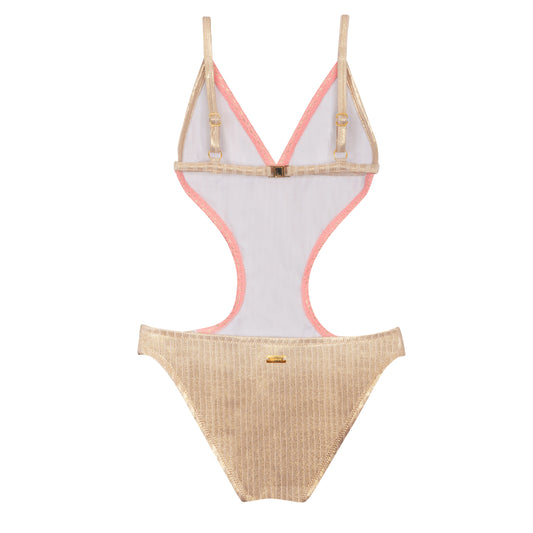 Maillot de bain une pièce junior gold corail