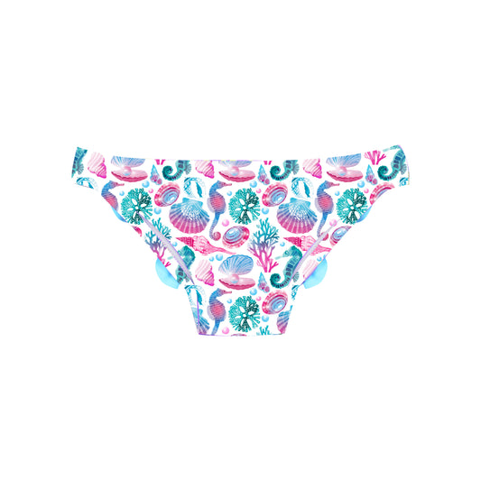 Slip de bain Anti UV volants imprimé Coquillage Cassandra