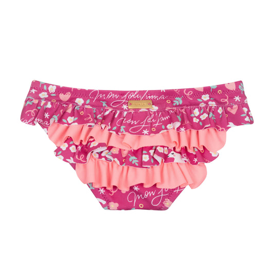 Slip de bain anti-UV bébé lama framboise Cassandra