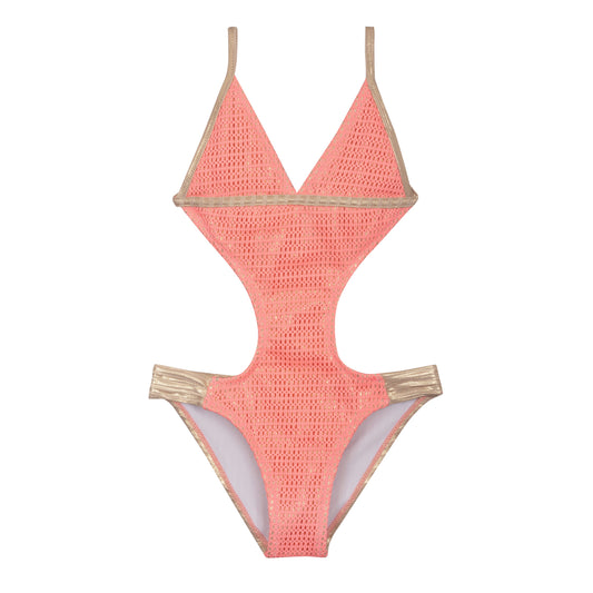 Maillot de bain une pièce junior gold corail