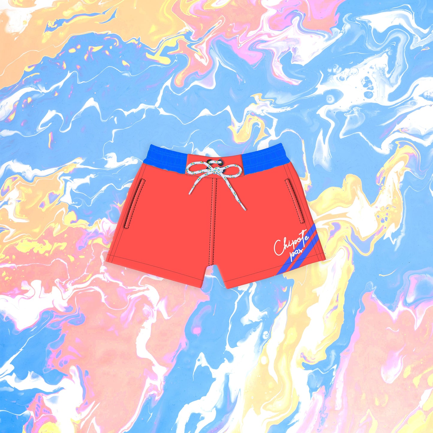 Short de bain corail & blue