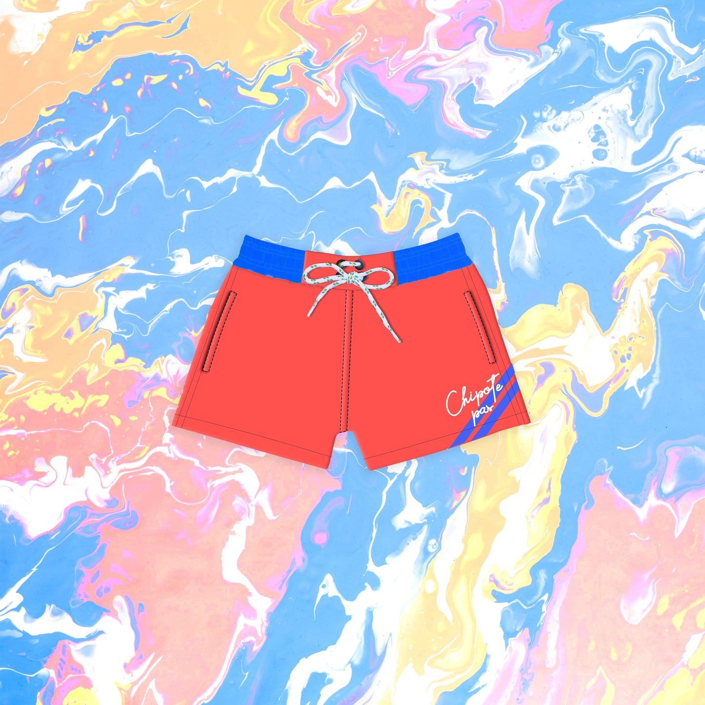 Short de bain  corail & blue