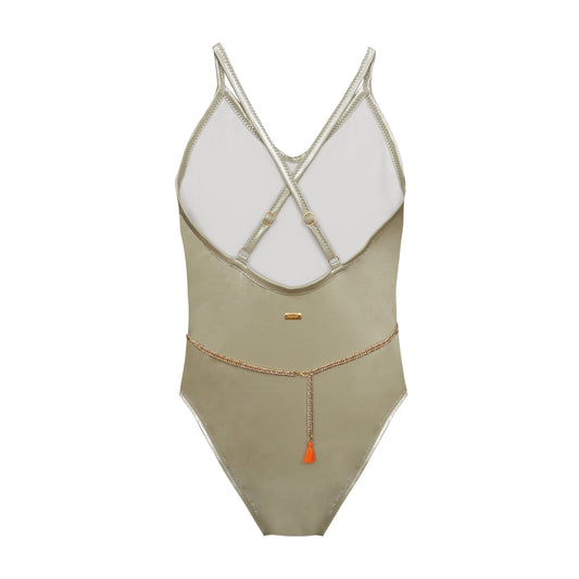 Maillot de bain une pièces Lily bronze chaine junior