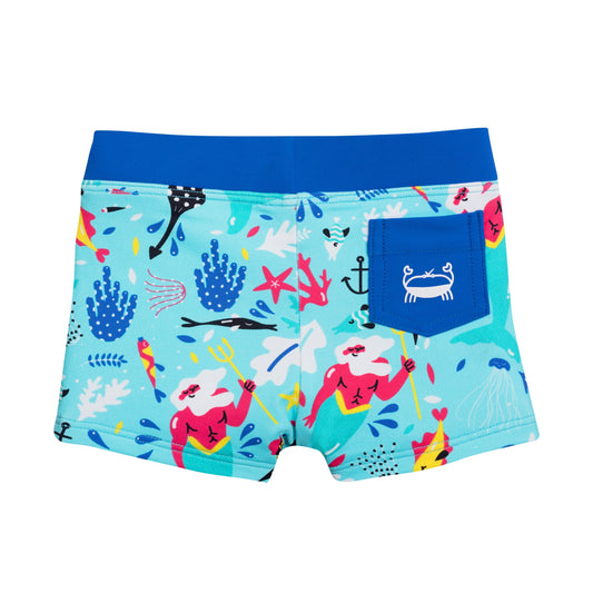 Boxer de bain Anti UV imprimé Poseidon turquoise