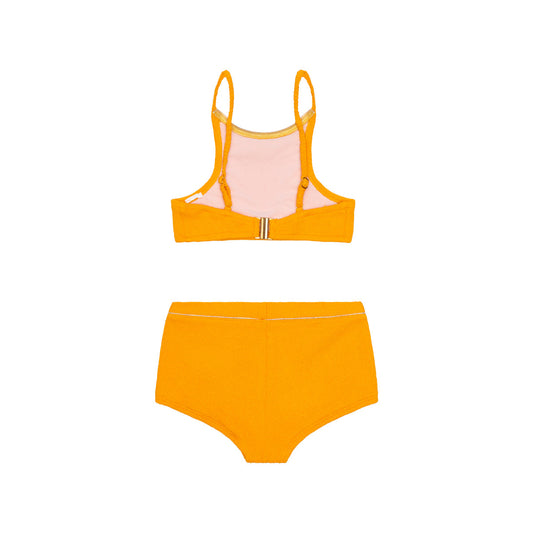 Maillot de bain deux pièces Angel shorty passepoil Or color abricot junior
