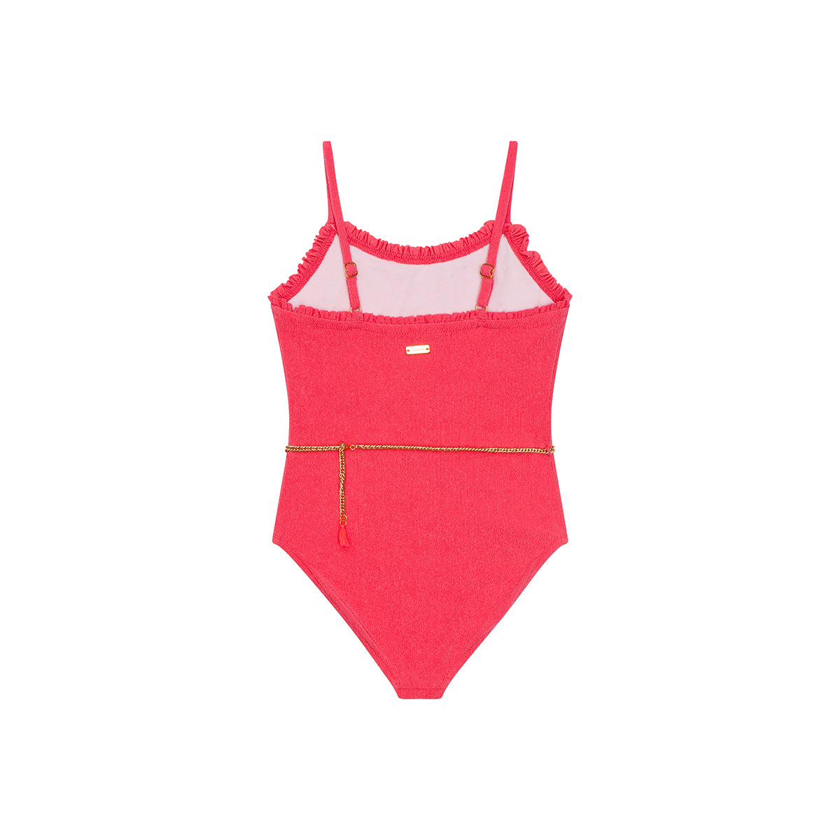 Maillot de bain une pièce Lily framboise éponge bijou junior
