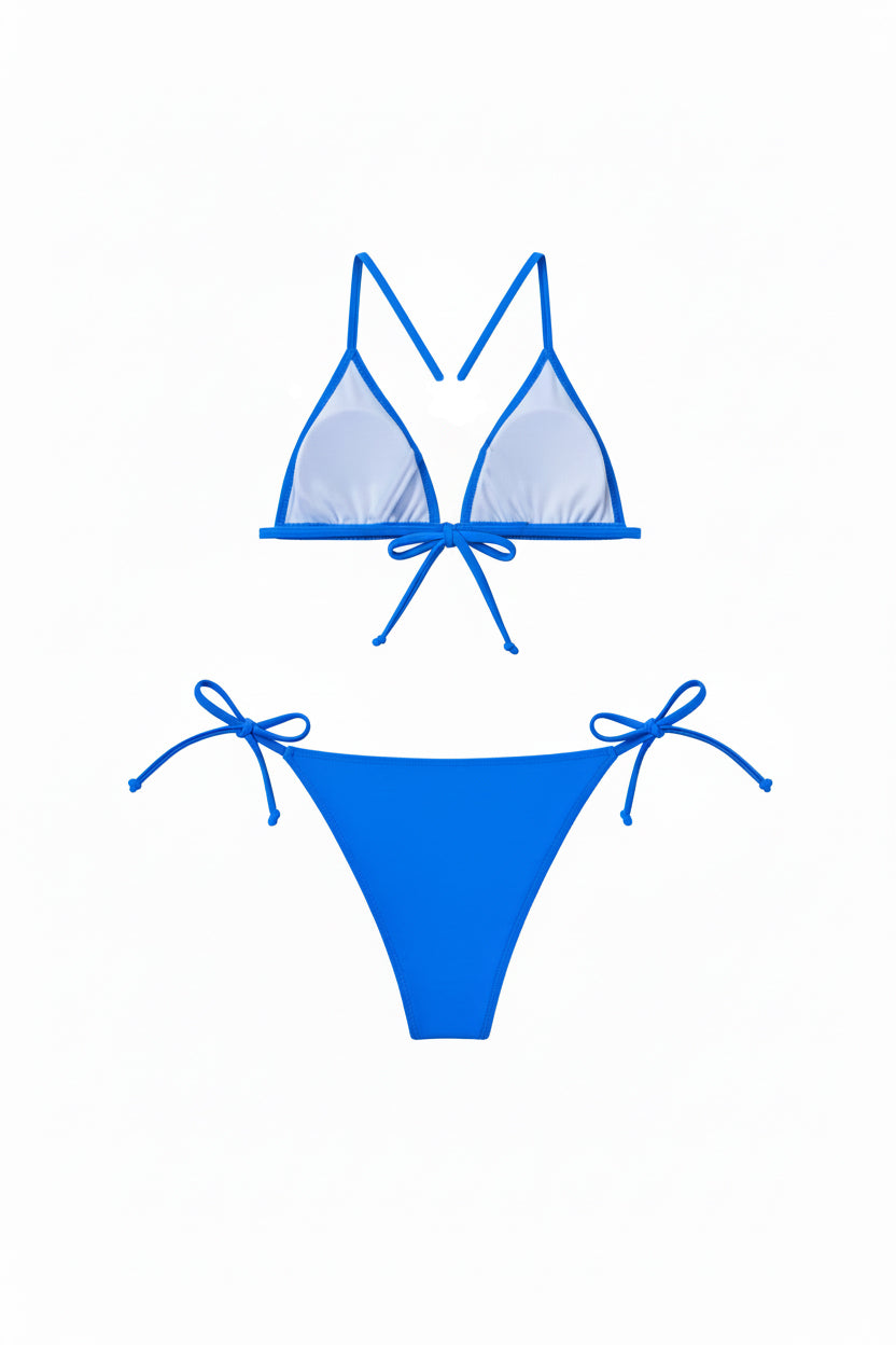 Maillot de bain triangle femme - Bikini Rina Paloma uni bleu
