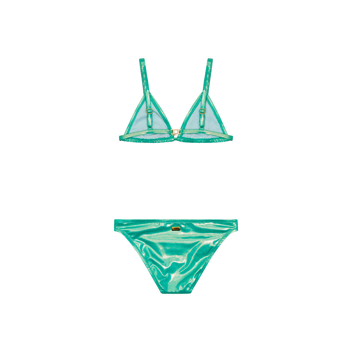 Maillot de bain deux pièces shiny Savane color green junior avec bijou