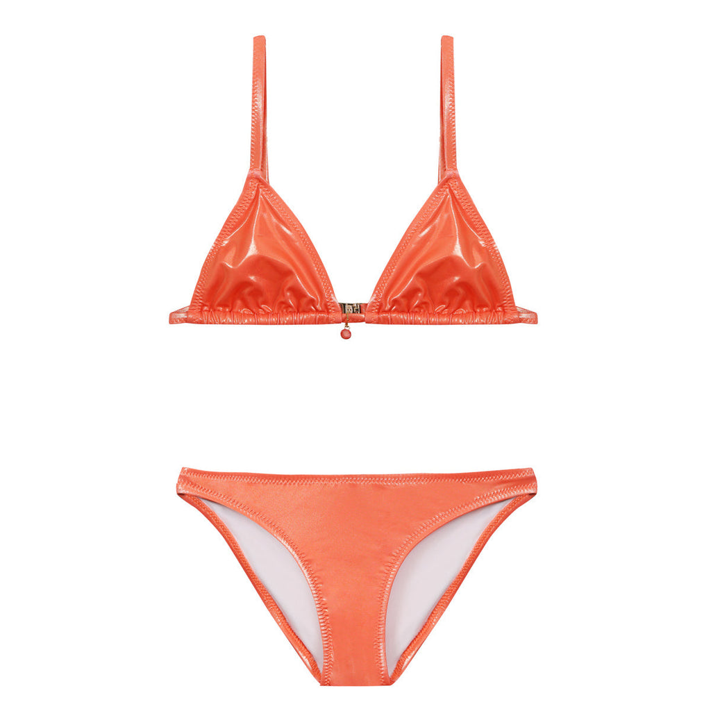 Maillot de bain deux pièces Shiny clémentine junior