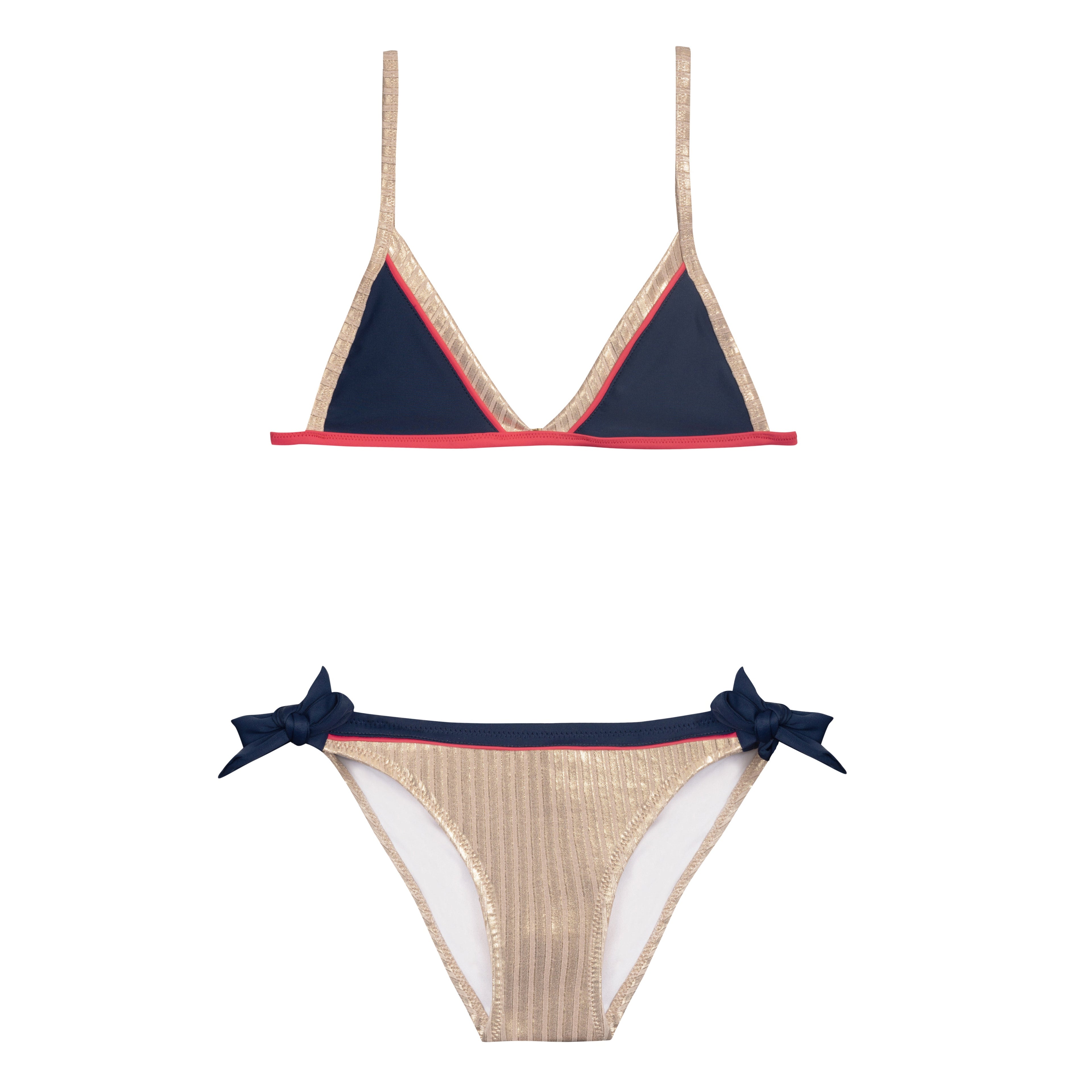 Maillot de bain deux pièces junior or marine noué côté