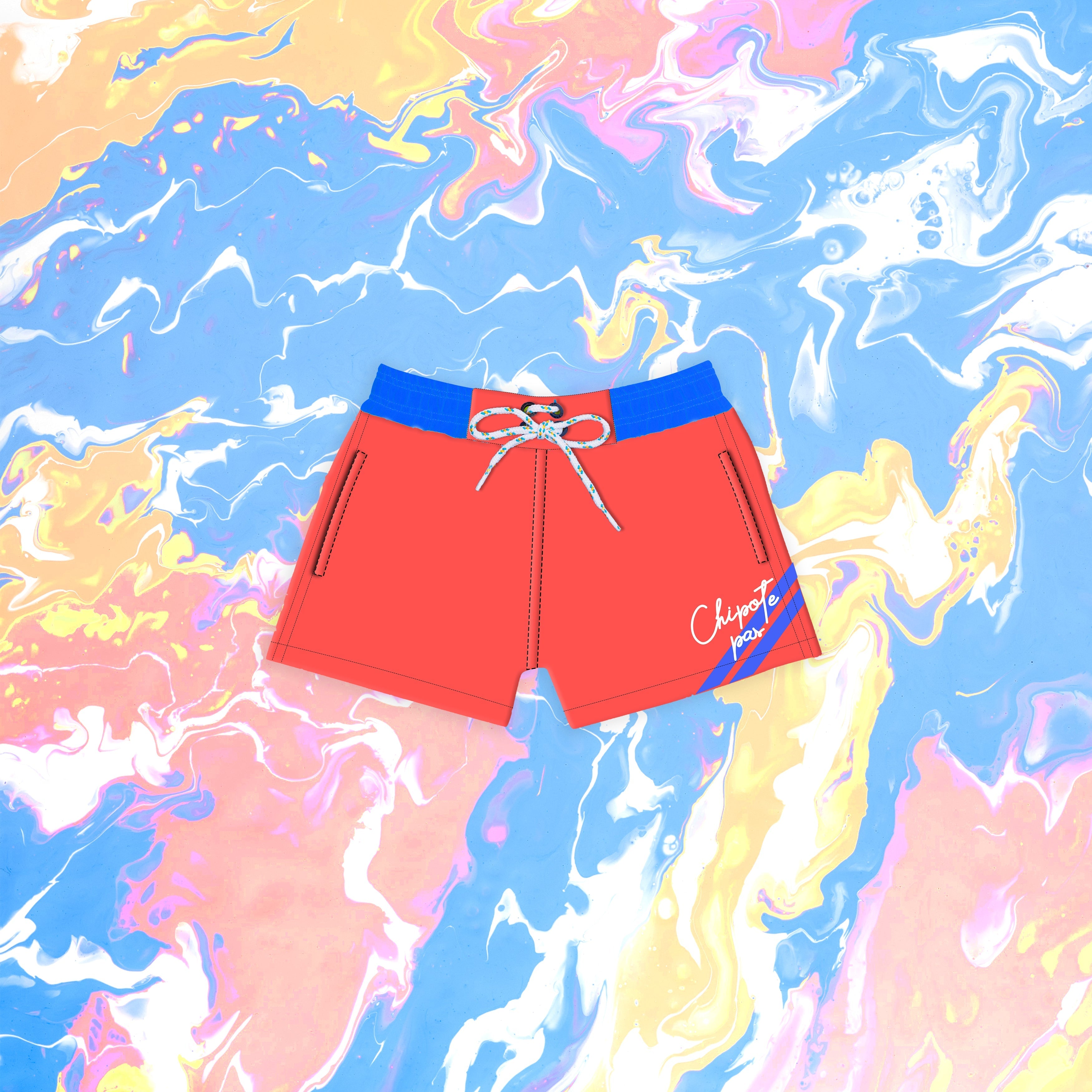 Short de bain  corail & blue