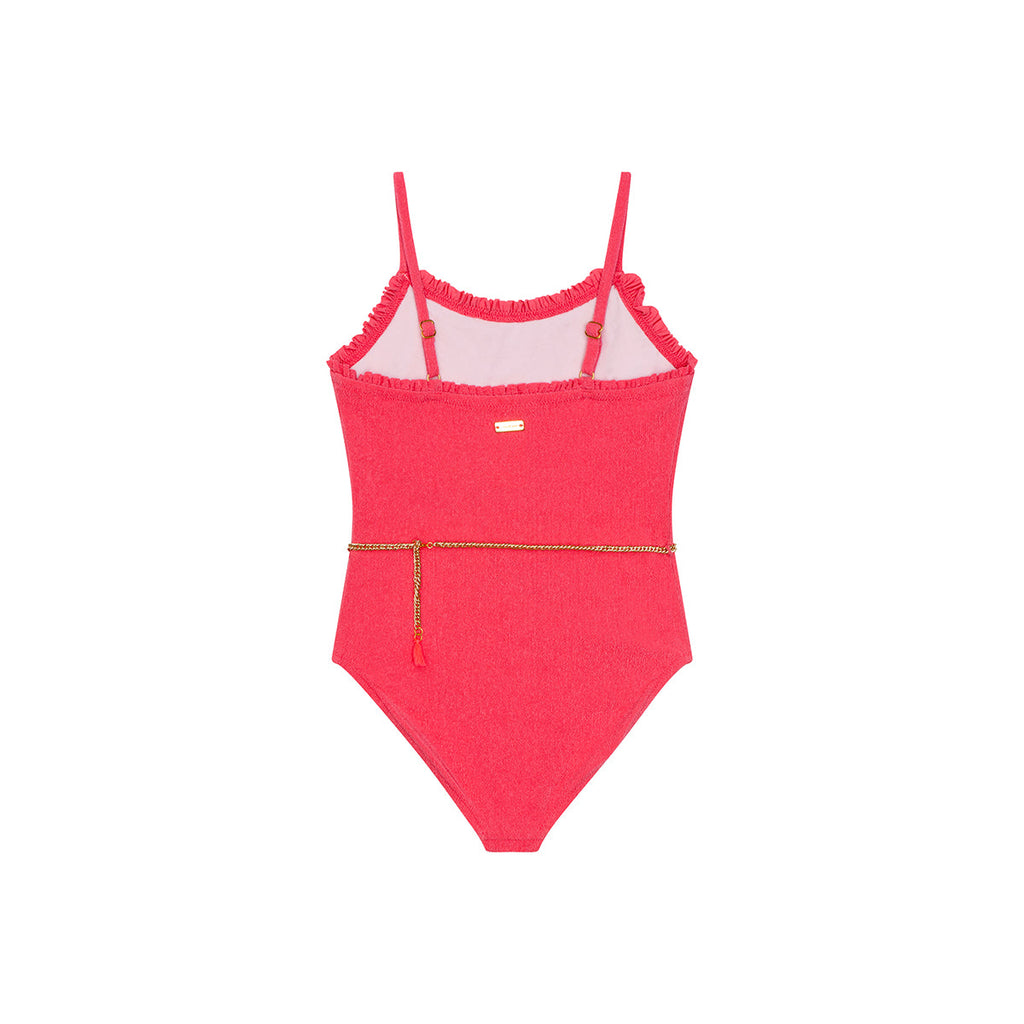 Maillot de bain une pièce Lily framboise éponge bijou junior